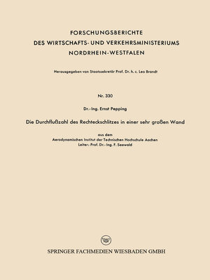 cover image of Die Durchflußzahl des Rechteckschlitzes in einer sehr großen Wand